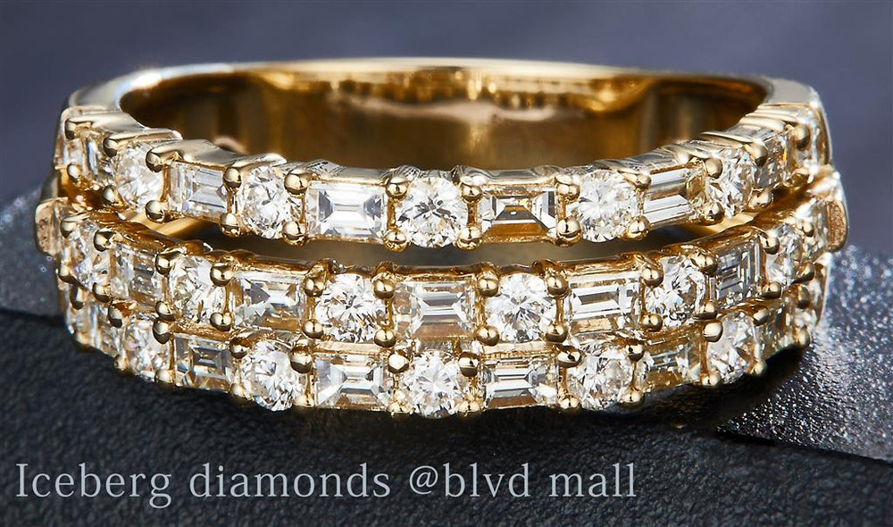 Yellow gold diamond wedding band ring