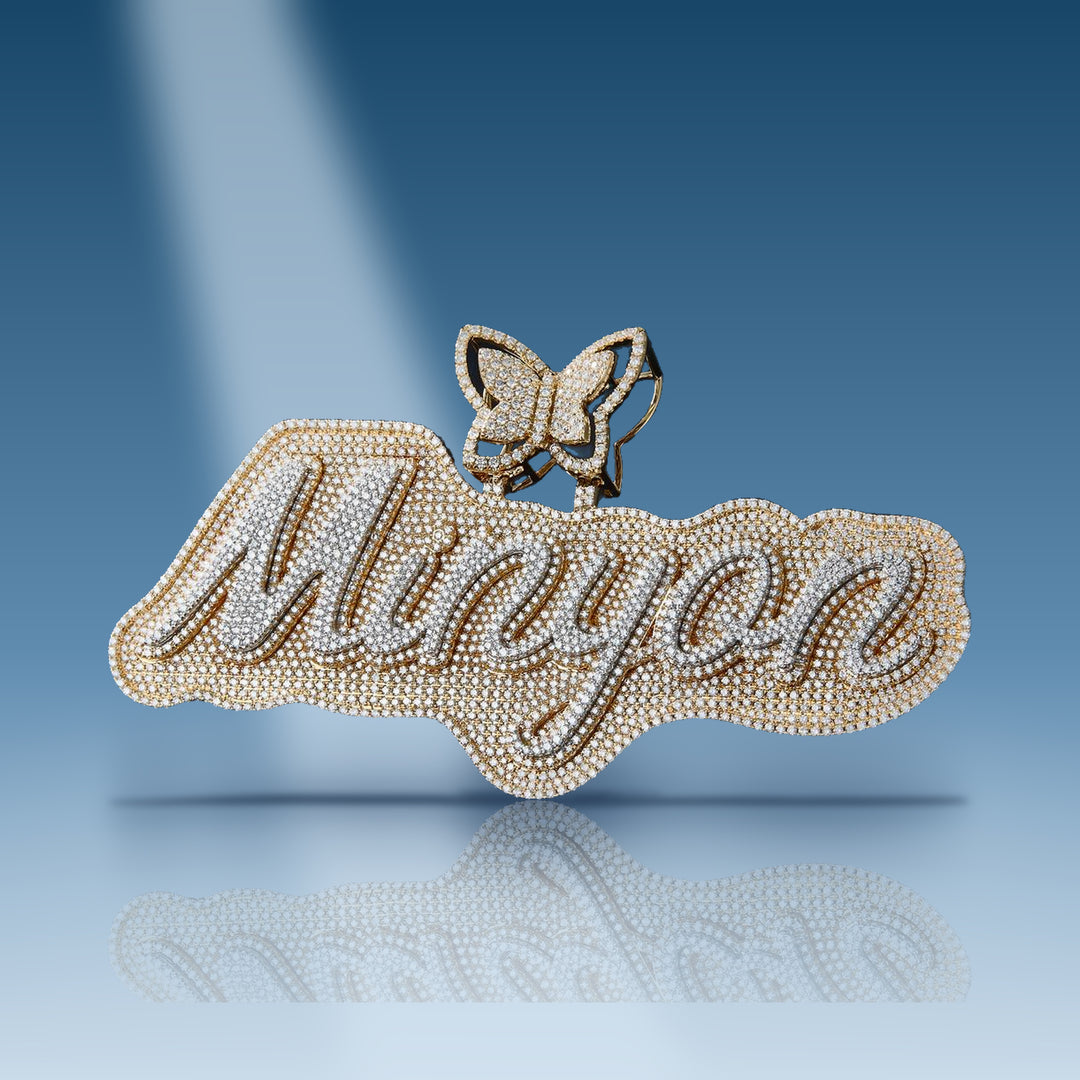 10.31 Carats. Diamond 10 Kt Gold (Yellow). CUSTOM MINYO Pendant - Iceberg Diamonds