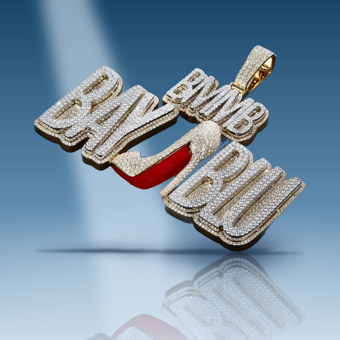 15.13 Carats. Diamond 14 Kt Gold (Yellow). CUSTOM BMMB Pendant - Iceberg Diamonds