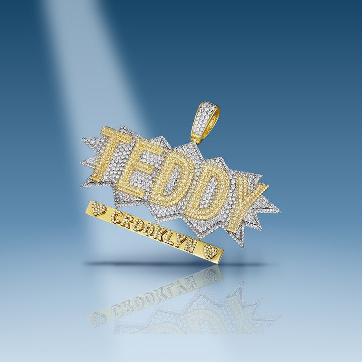 11 Carats. Cubic Zirconium Sterling Silver (Yellow). CUSTOM Pendant - Iceberg Diamonds