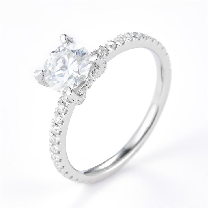 1.353 Ct. Moissanite Sterling Silver (White). Solitaire Ring. (Women). Size 7.5
