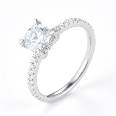1.353 Ct. Moissanite Sterling Silver (White). Solitaire Ring. (Women). Size 7.5