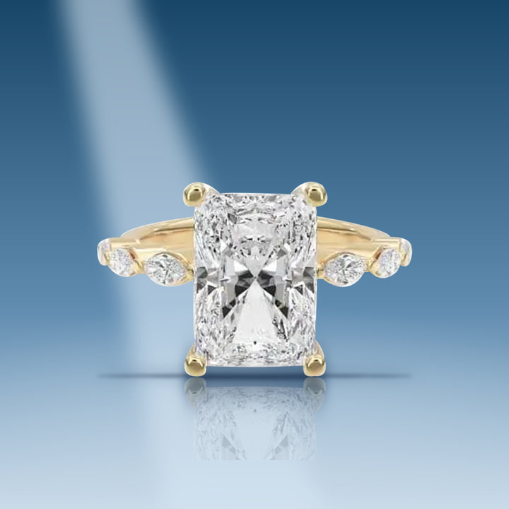 Yellow gold lab diamond radiant-marquise ring