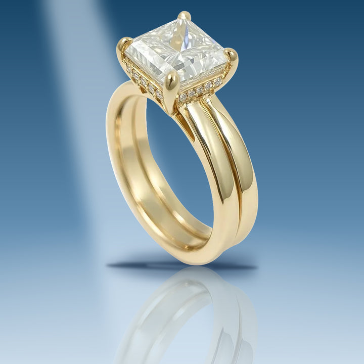 Yellow gold lab diamond princess cut ring