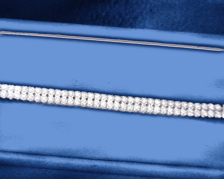 2.75 Ct. Moissanite 14 Kt Gold (White) Double Line Tennis Bracelet on blue velvet
