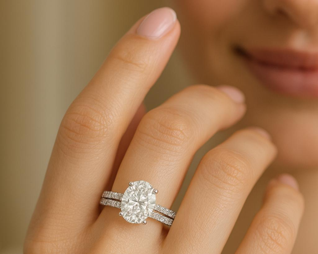 3 Ct. Diamond 10 Kt Gold (Yellow). Oval Solitaire Ring. (Women). Size 7