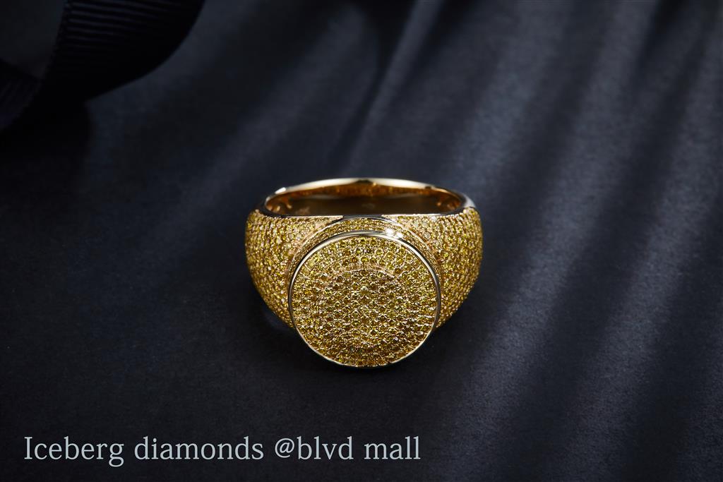 2.378 Ct. Diamond 10 Kt Gold (Yellow). with Yellow Diamonds Ring. (Men). Size 10