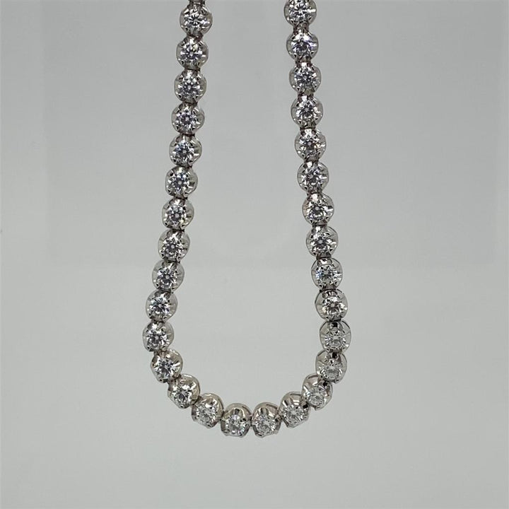 18 Ct. Moissanite 14 Kt Gold (White). Tennis Chain. (Unisex). 22 in Long. 4.7 mm Wide