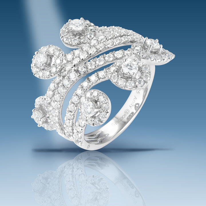 Sterling silver moissanite multi-row ring