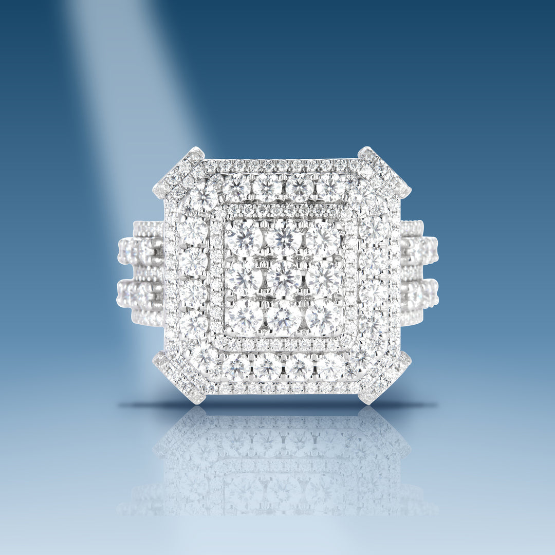 Sterling silver moissanite men's bold ring
