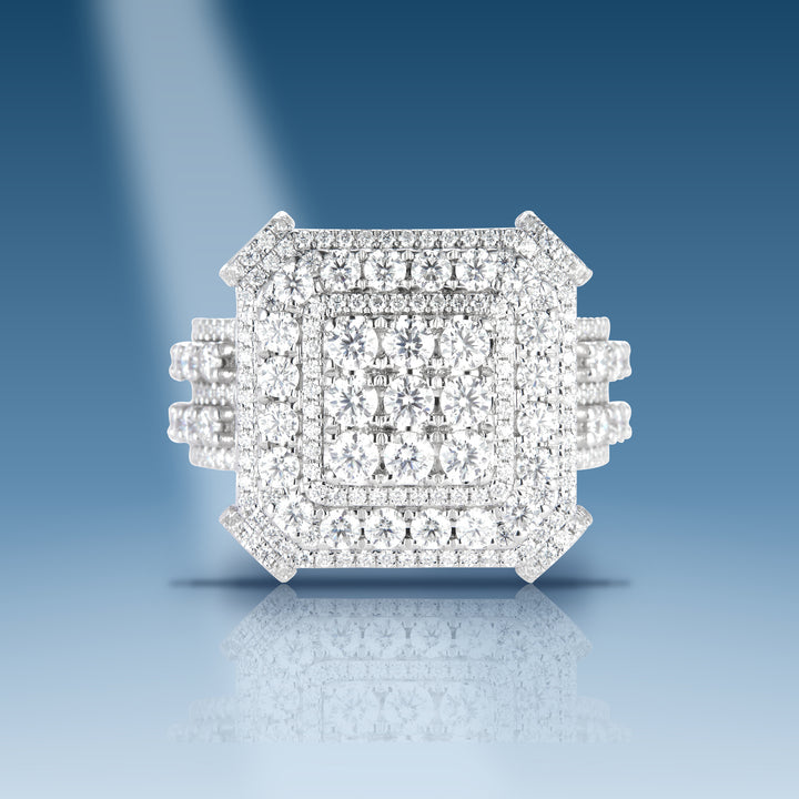 Sterling silver moissanite men's bold ring