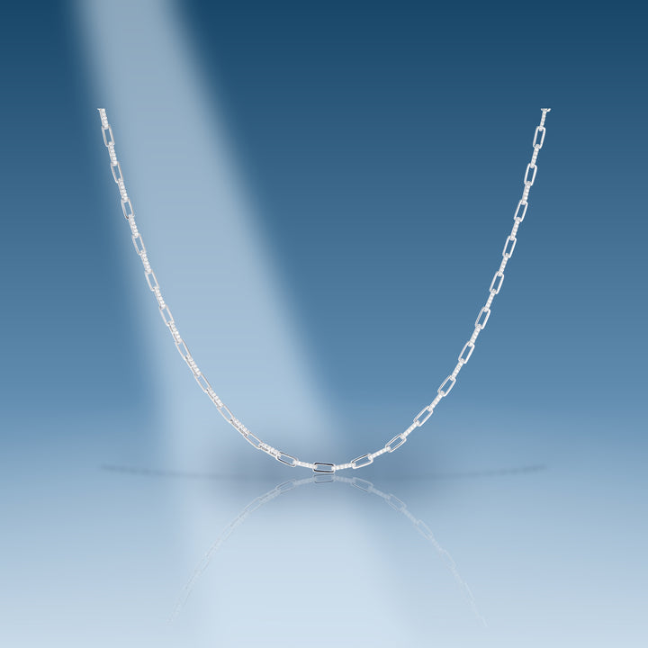 Sterling silver moissanite paper clip link chain