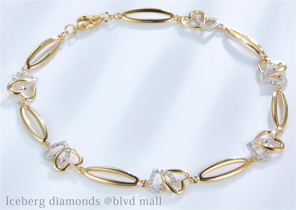 0.23 Ct. Diamond 10 Kt Gold (Yellow). Designer Bracelet. (Women). 8 in Long. 4.3 mm Wide