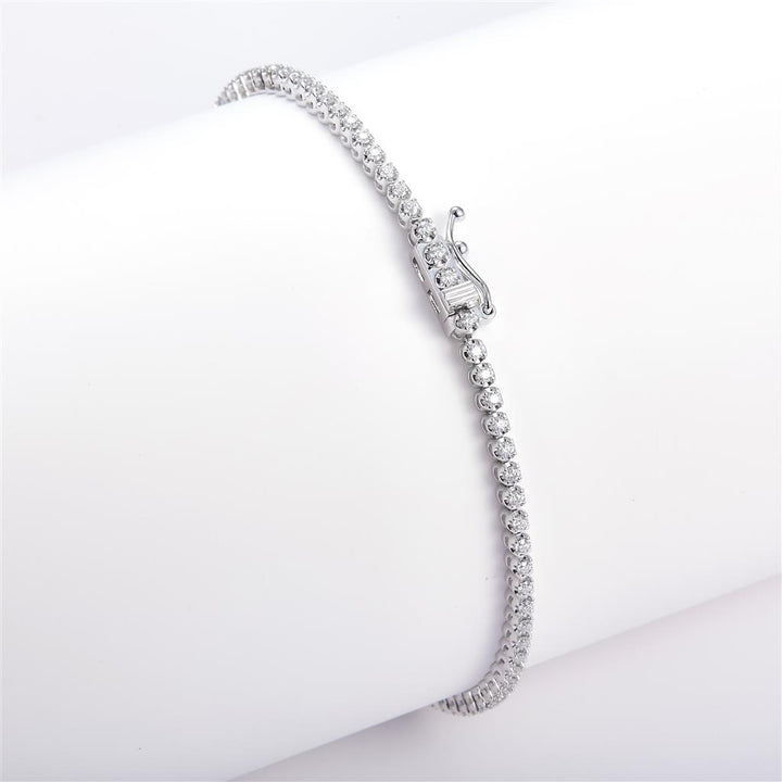 0.82 Ct. Moissanite 14 Kt Gold (White). Tennis Bracelet. (Unisex). 7 in Long. 1.8 mm Wide