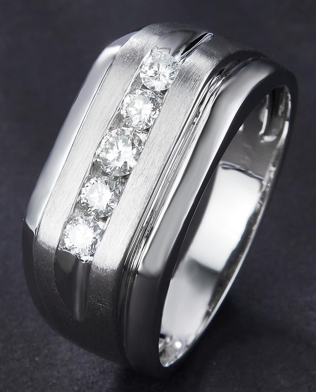 0.479 Ct. Diamond 14 Kt Gold (White). Ring. (Men). Size 10.5