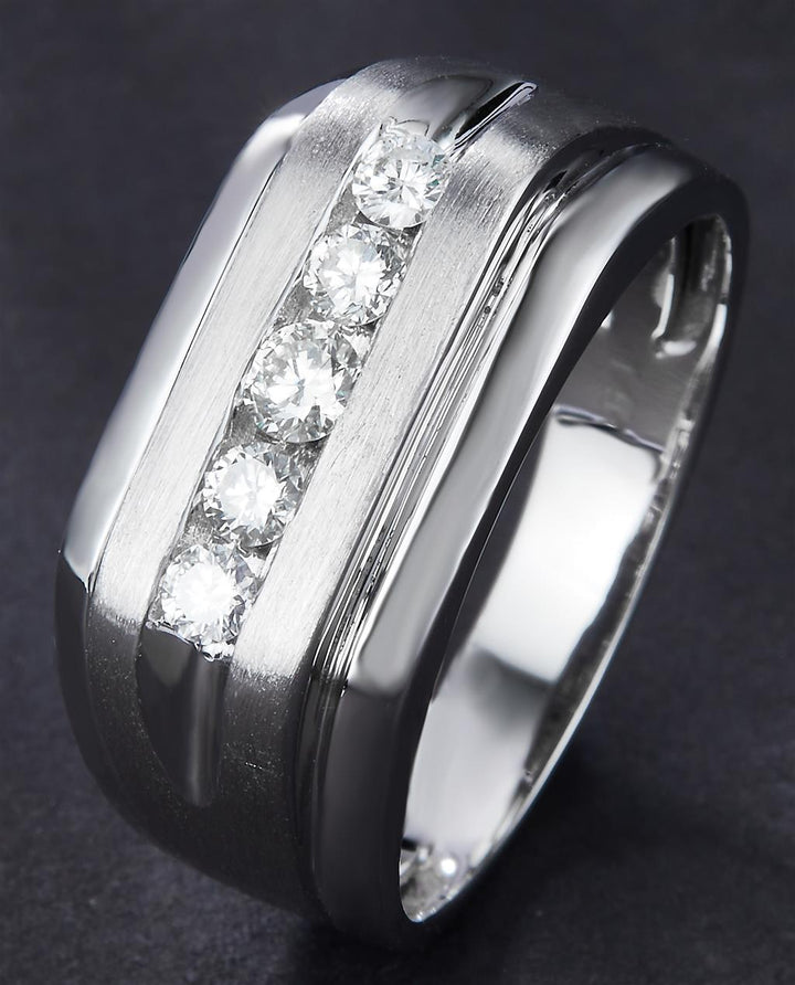 0.479 Ct. Diamond 14 Kt Gold (White). Ring. (Men). Size 10.5