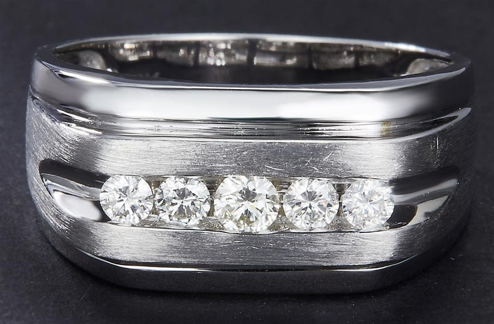 0.479 Ct. Diamond 14 Kt Gold (White). Ring. (Men). Size 10.5