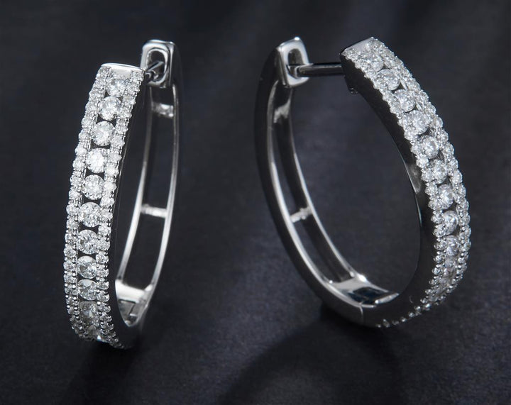 0.727 Ct. Diamond 14 Kt Gold (White). Hoop Earrings. (Women).