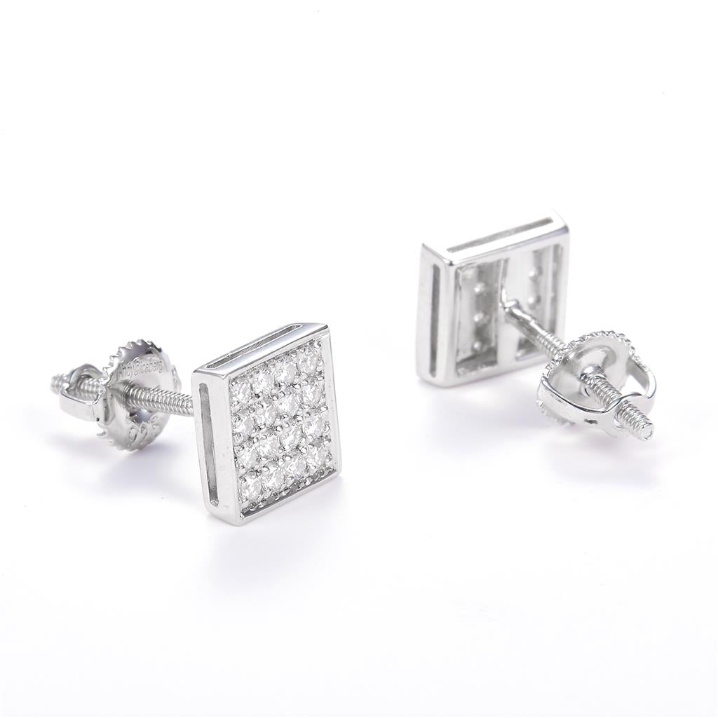 0.25 Ct. Moissanite Sterling Silver (White). Studs Earrings. (Unisex).