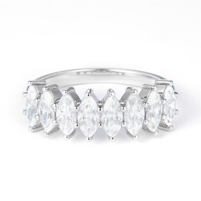 1.69 Ct. Moissanite Sterling Silver (White). Marquise Cut Stones Ring. (Women). Size 7.5