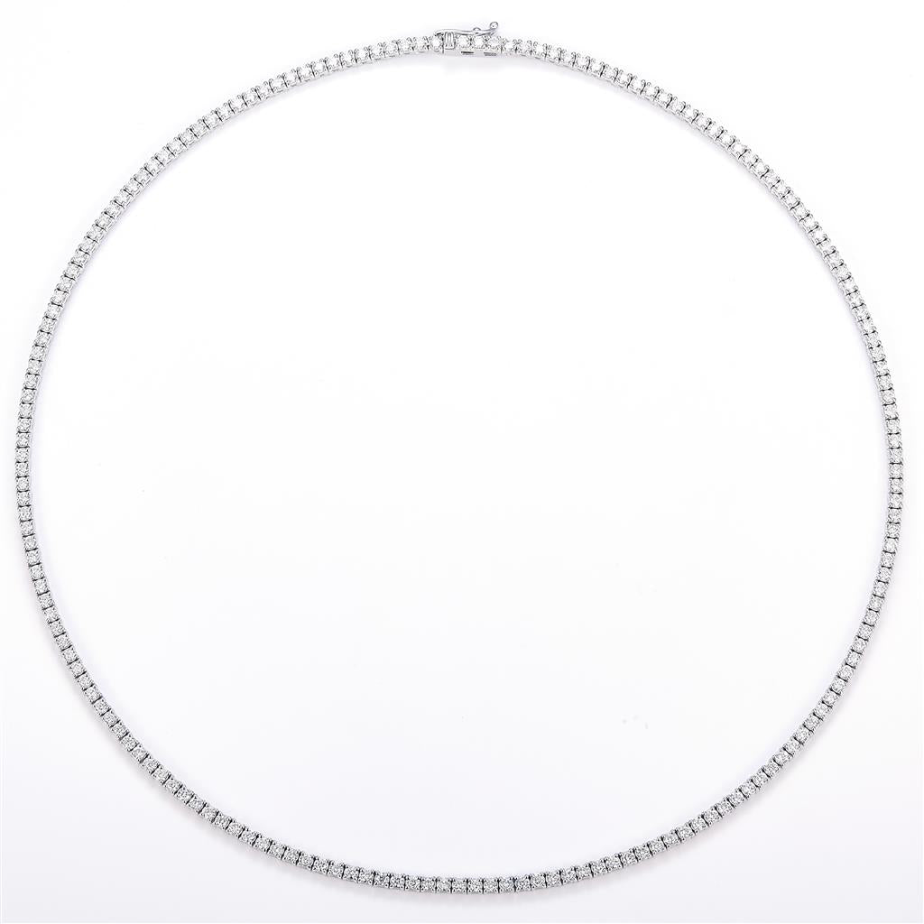 6.54 Ct. Diamond 14 Kt Gold (White). Tennis Chain. (Unisex). 16 in Long. 2.3 mm Wide