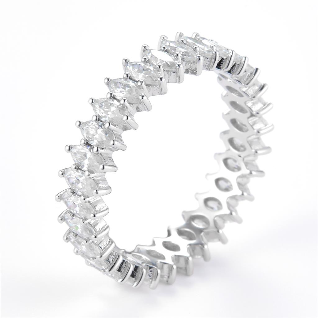 2.1 Ct. Moissanite Sterling Silver (White). Eternity Band with Marquise Stones Ring. (Women). Size 7.5