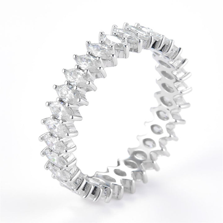 2.1 Ct. Moissanite Sterling Silver (White). Eternity Band with Marquise Stones Ring. (Women). Size 7.5