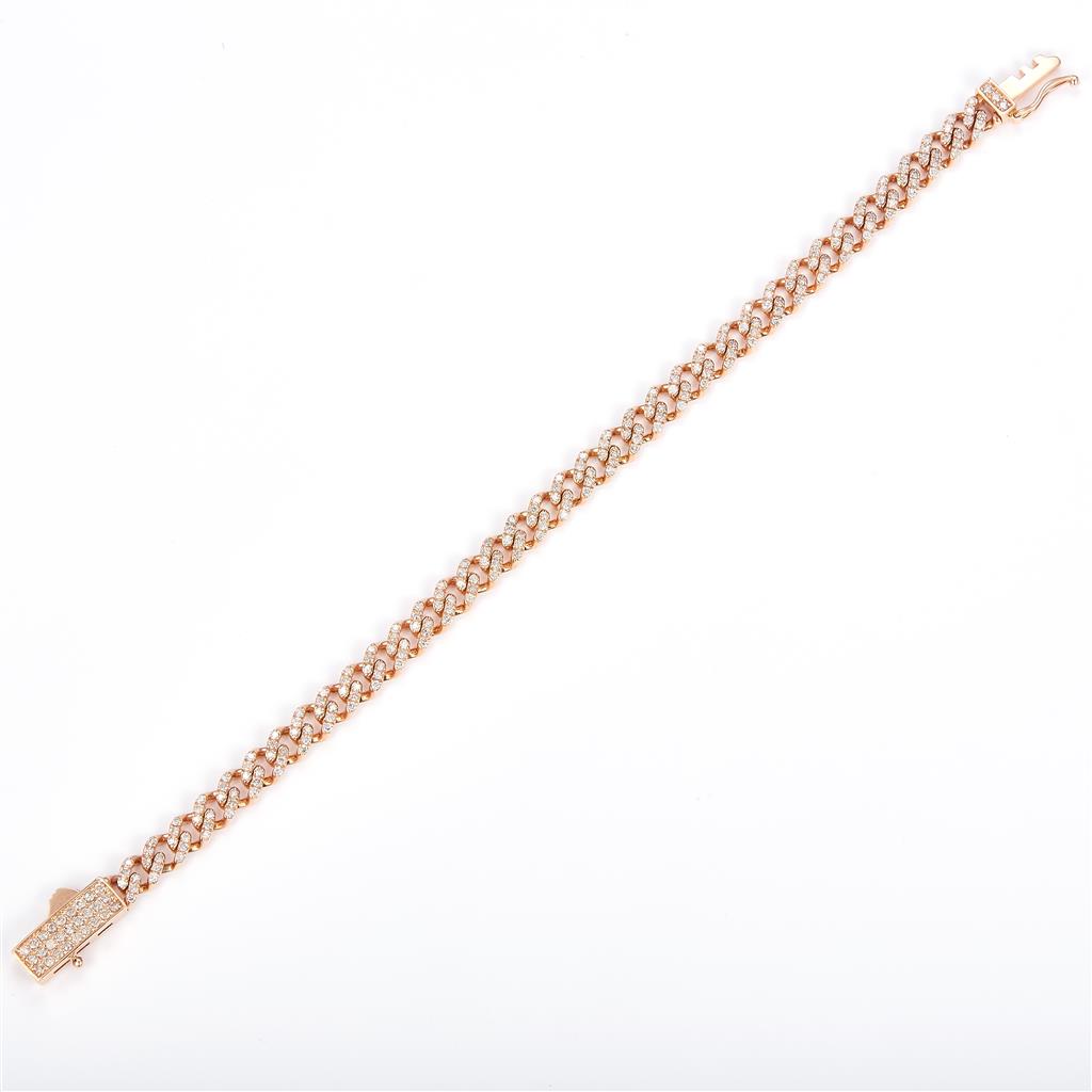 2.22 Ct. Diamond 14 Kt Gold (Rosé). Solid Cuban Link Bracelet. (Unisex). 8 in Long. 5.5 mm Wide