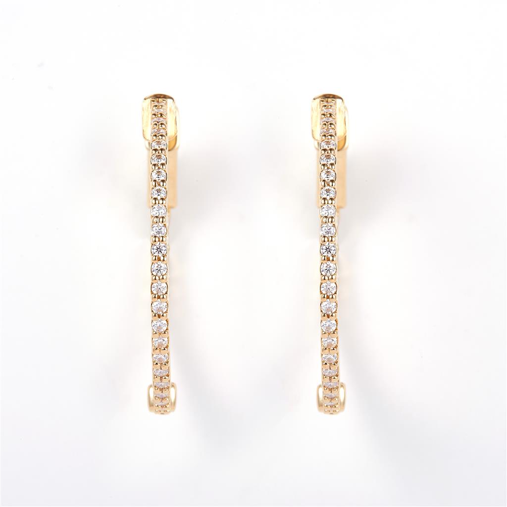 0.44 Ct. Moissanite 14 Kt Gold (Yellow). Hinged Hoop Earrings. (Women).