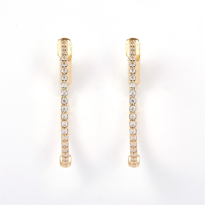 0.44 Ct. Moissanite 14 Kt Gold (Yellow). Hinged Hoop Earrings. (Women).