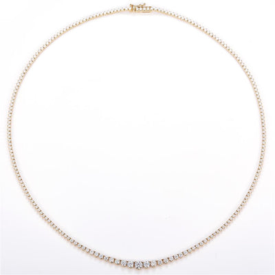 5.13 Ct. Moissanite 14 Kt Gold (Yellow). Graduated Tennis Chain. (Women). 17 in Long. 5 mm Wide