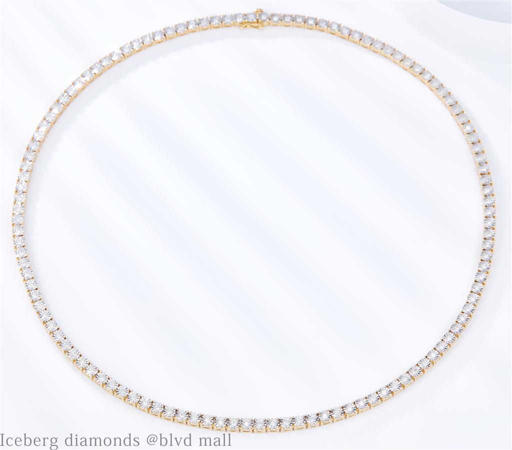 2.86 Ct. Diamond 10 Kt Gold (Yellow). Tennis with Illusion Setting Chain. (Unisex). 22 in Long. 3.7 mm Wide