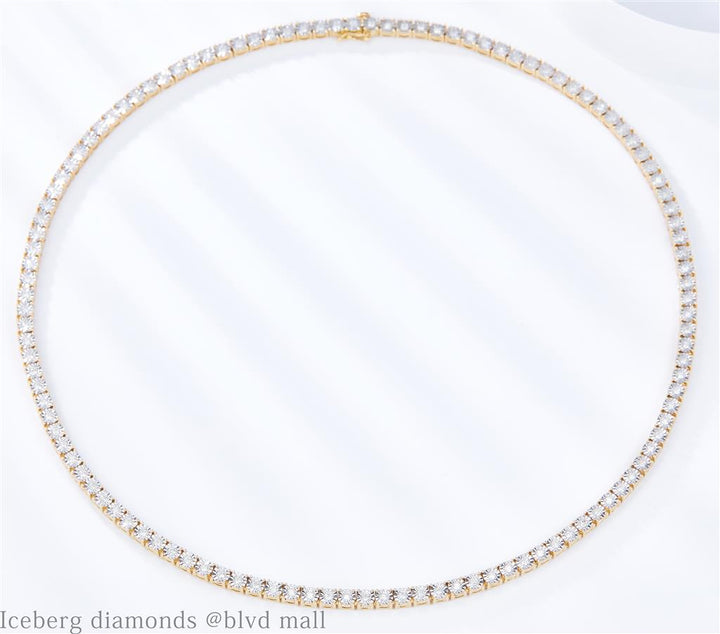 2.86 Ct. Diamond 10 Kt Gold (Yellow). Tennis with Illusion Setting Chain. (Unisex). 22 in Long. 3.7 mm Wide
