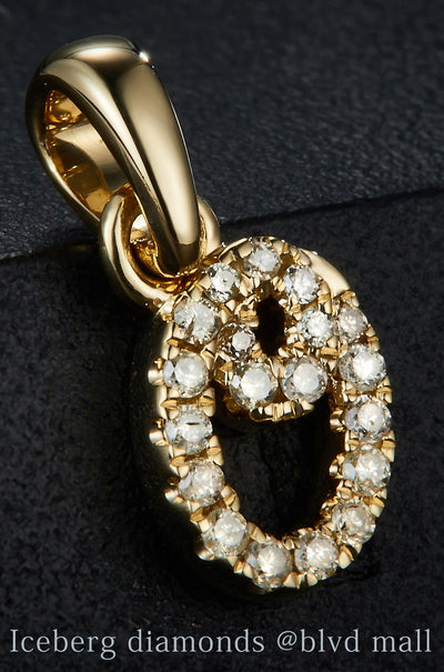 0.092 Ct. Diamond 10 Kt Gold (Yellow). Initial Letter/Alphabet "O" Pendant. (Women).