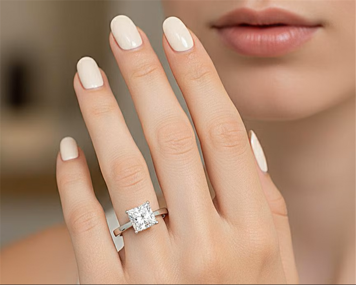 2.16 Ct. Diamond 14 Kt Gold (White). Princess Cut Ring. (Women). Size 7