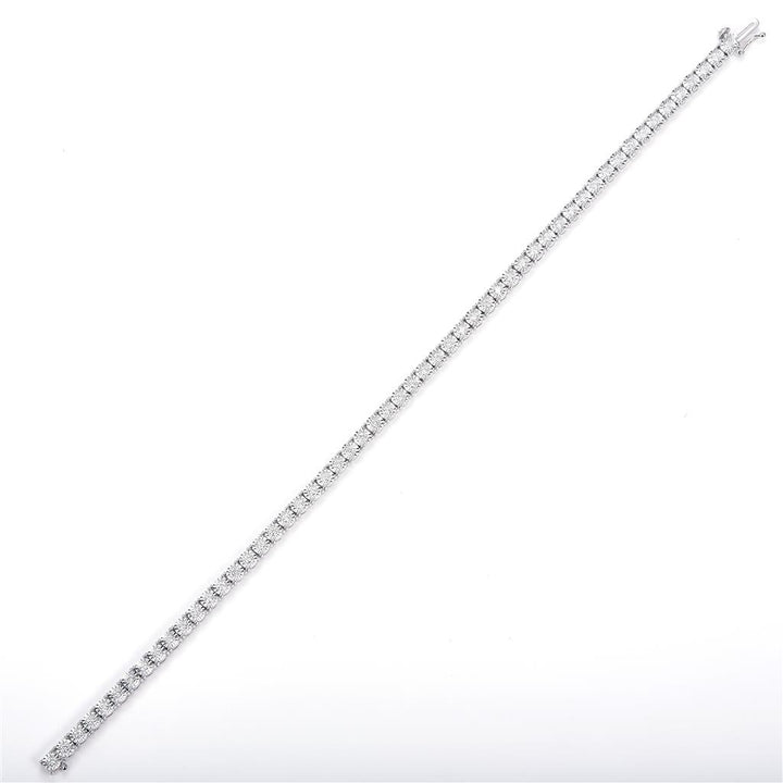 1.11 Ct. Diamond 10 Kt Gold (White). Tennis with Illusion Setting Bracelet. (Unisex). 8 in Long. 3.7 mm Wide
