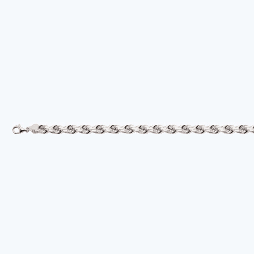 10K 8MM WHITE GOLD SOLID DC ROPE 20" CHAIN NECKLACE (AVAILABLE IN LENGTHS 7" - 30")