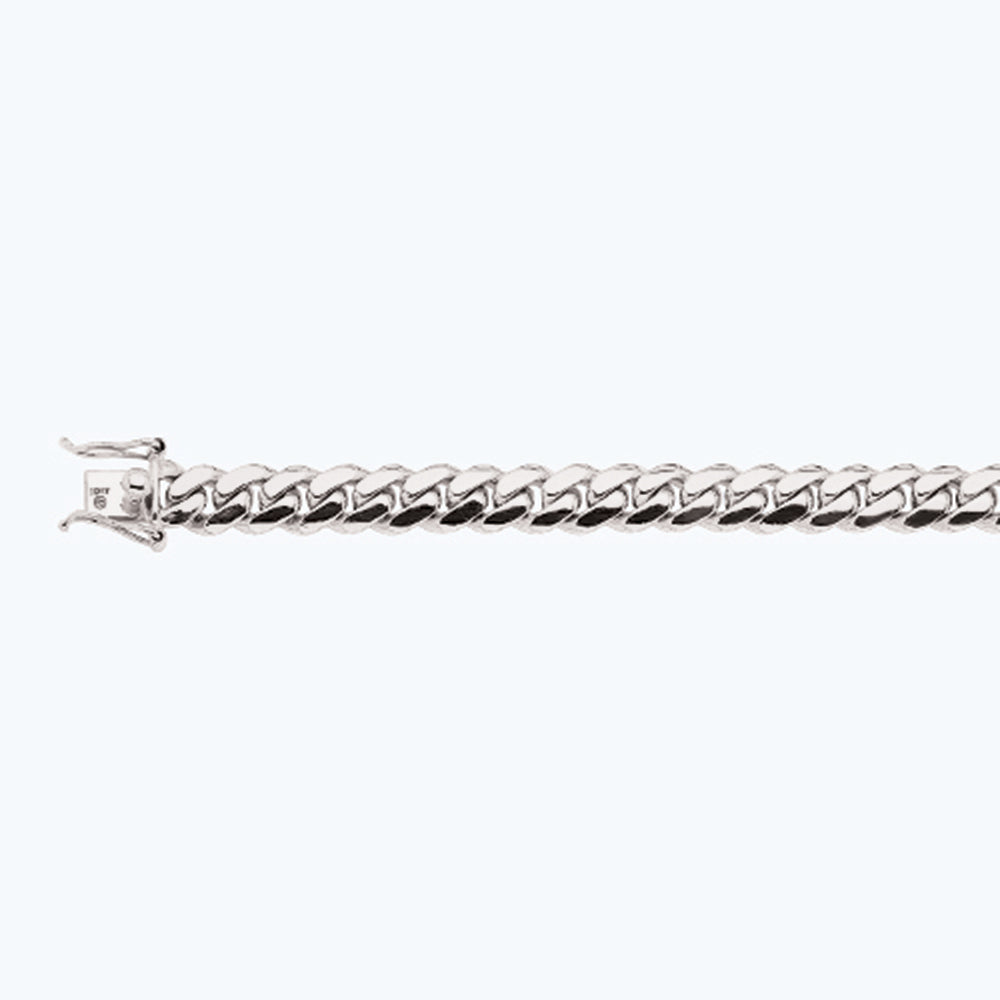 14K 10MM WHITE GOLD SOLID MIAMI CUBAN 22" CHAIN NECKLACE (AVAILABLE IN LENGTHS 7" - 30")