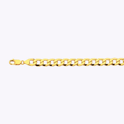10K 9MM YELLOW GOLD HOLLOW CURB 20" CHAIN NECKLACE (AVAILABLE IN LENGTHS 7" - 30")