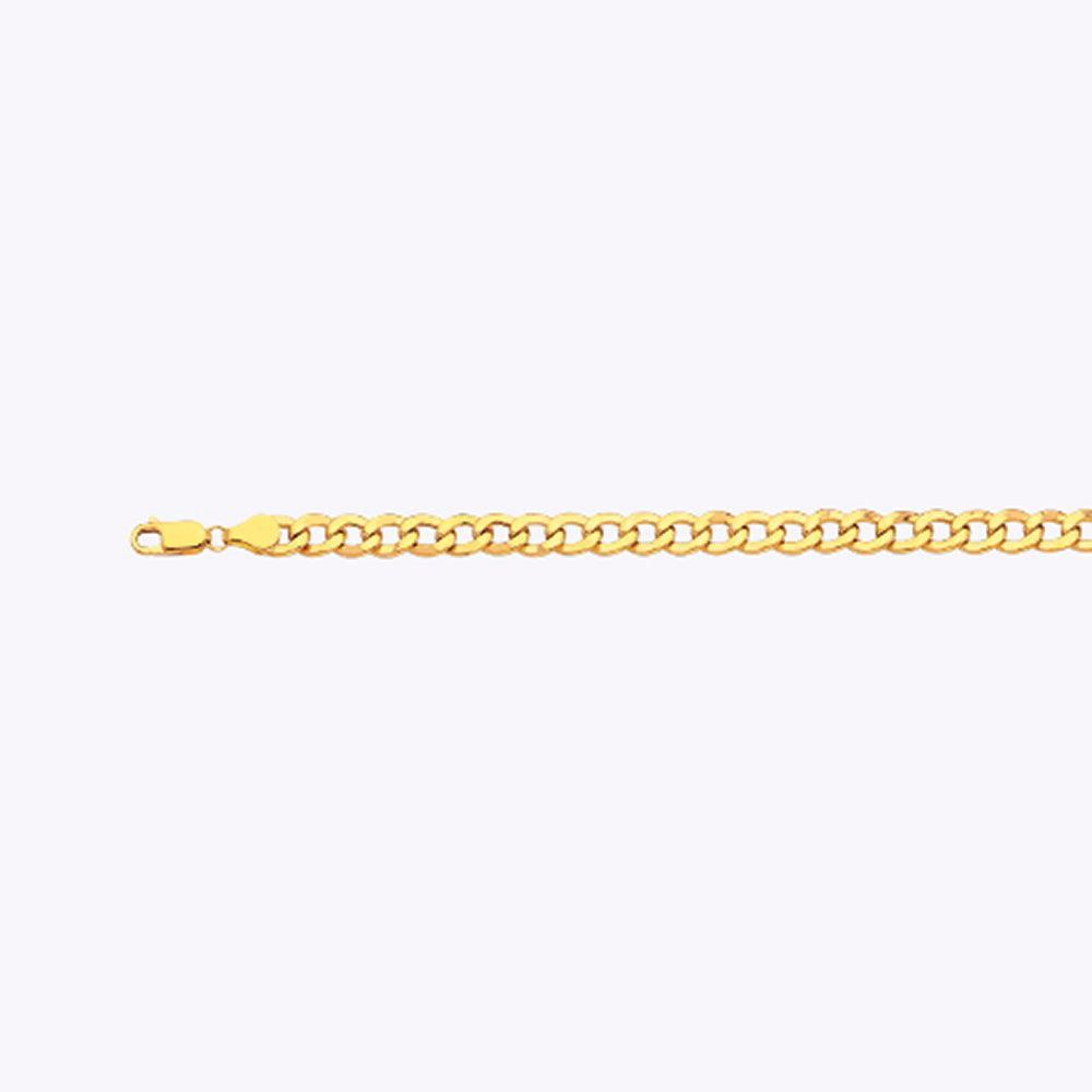 10K 6.5MM YELLOW GOLD HOLLOW CURB 24" CHAIN NECKLACE (AVAILABLE IN LENGTHS 7" - 30")