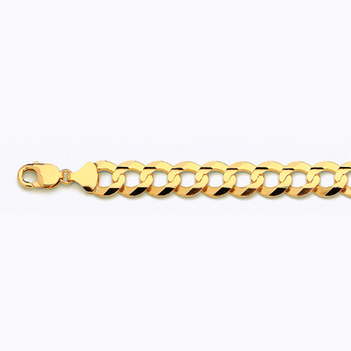 14K 14MM YELLOW GOLD SOLID CURB 20" CHAIN NECKLACE (AVAILABLE IN LENGTHS 7" - 30")