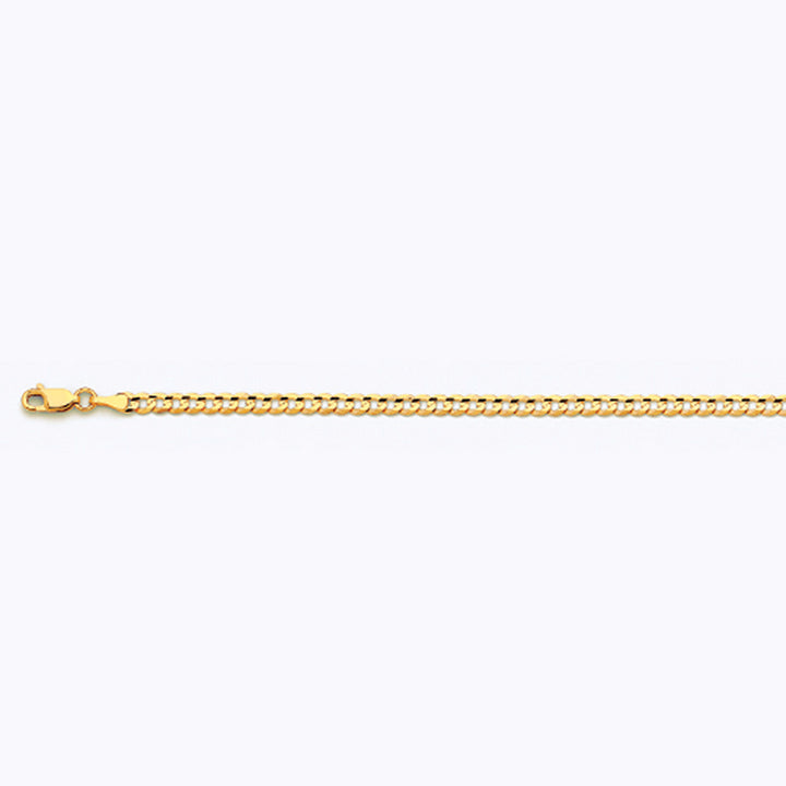 14K 3.5MM YELLOW GOLD SOLID CURB 22" CHAIN NECKLACE (AVAILABLE IN LENGTHS 7" - 30")