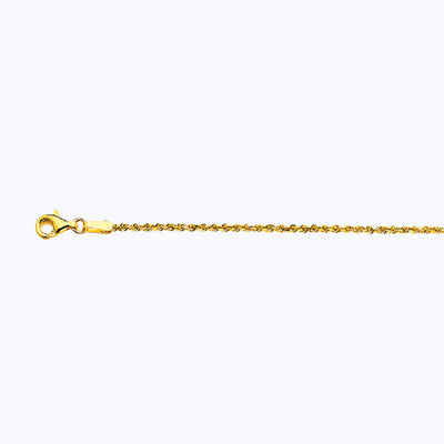 14K 1MM YELLOW GOLD SOLID DC ROPE 20" CHAIN NECKLACE (AVAILABLE IN LENGTHS 7" - 30")