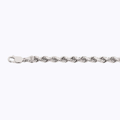 14K 5MM WHITE GOLD SOLID DC ROPE 24" CHAIN NECKLACE (AVAILABLE IN LENGTHS 7" - 30")