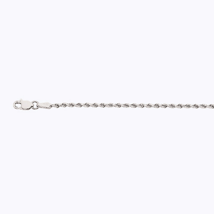 14K 2MM WHITE GOLD SOLID DC ROPE 16" CHAIN NECKLACE (AVAILABLE IN LENGTHS 7" - 30")