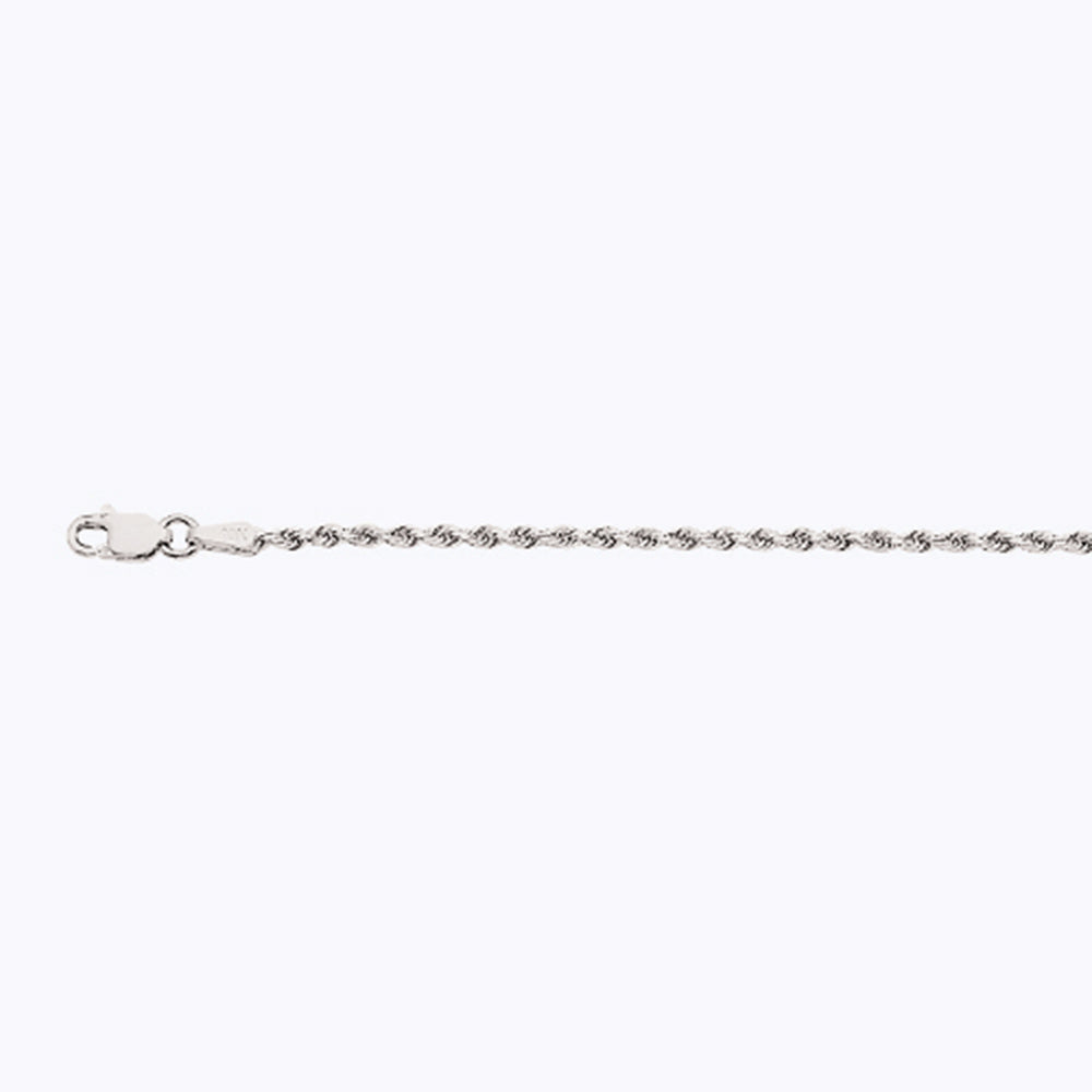 10K 2MM WHITE GOLD SOLID DC ROPE 18" CHAIN NECKLACE (AVAILABLE IN LENGTHS 7" - 30")