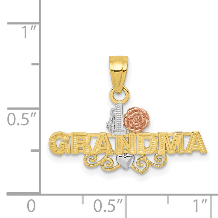 10K Two-Tone w/White Rhodium &num;1 GRANDMA Charm
