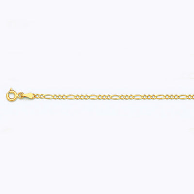 10K 2MM YELLOW GOLD SOLID FIGARO 20" CHAIN NECKLACE (AVAILABLE IN LENGTHS 7" - 30")