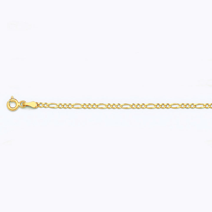 10K 2MM YELLOW GOLD SOLID FIGARO 22" CHAIN NECKLACE (AVAILABLE IN LENGTHS 7" - 30")