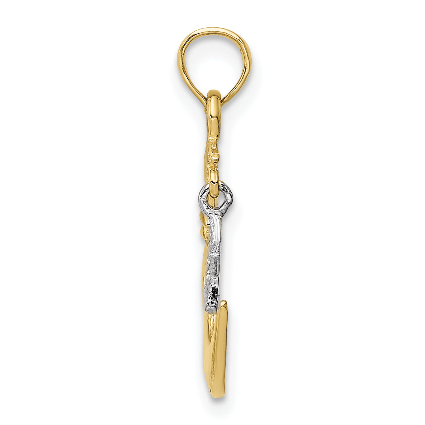 10K Two-Tone Open-Backed Half Moon and Star Pendant